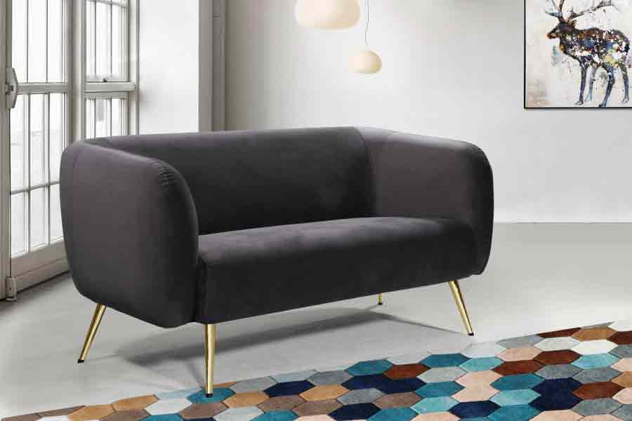 Meridian Furniture - Harlow Velvet Loveseat in Grey - 685Grey-L - GreatFurnitureDeal