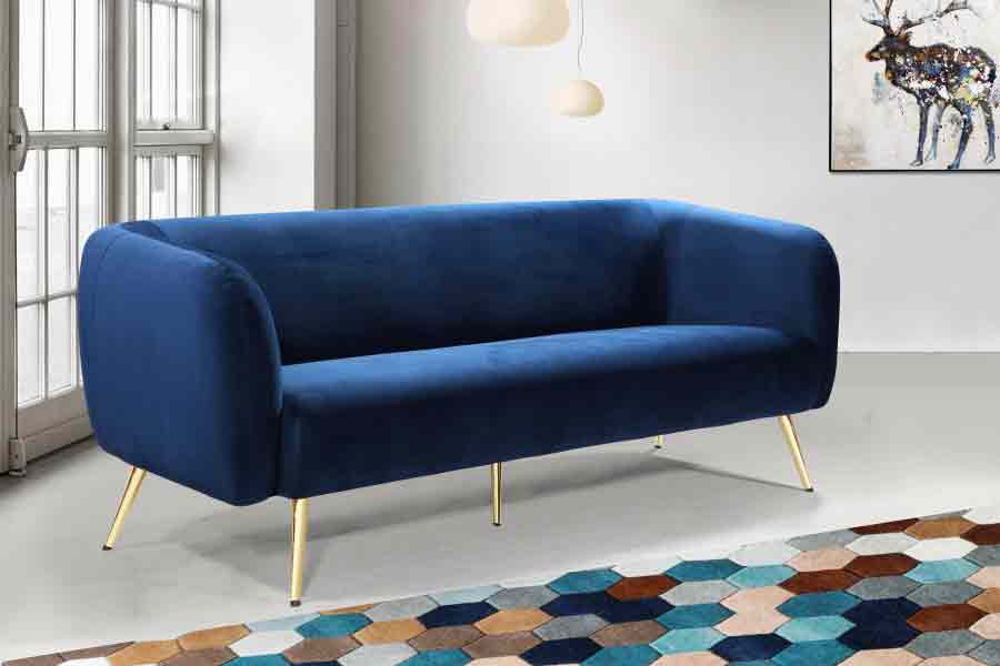 Meridian Furniture - Harlow 3 Piece Living Room Set in Navy - 685Navy-S-3SET - GreatFurnitureDeal