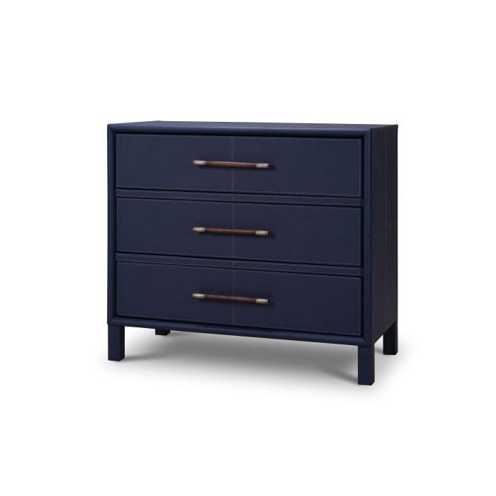 Bramble - Belmont Chest of Drawer in Navy Leather - BR-27847