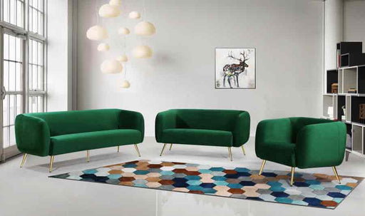 Meridian Furniture - Harlow Velvet Chair in Green - 685Green-C - GreatFurnitureDeal