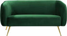 Meridian Furniture - Harlow Velvet Loveseat in Green - 685Green-L - GreatFurnitureDeal