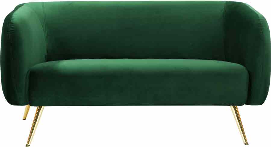 Meridian Furniture - Harlow Velvet Loveseat in Green - 685Green-L - GreatFurnitureDeal