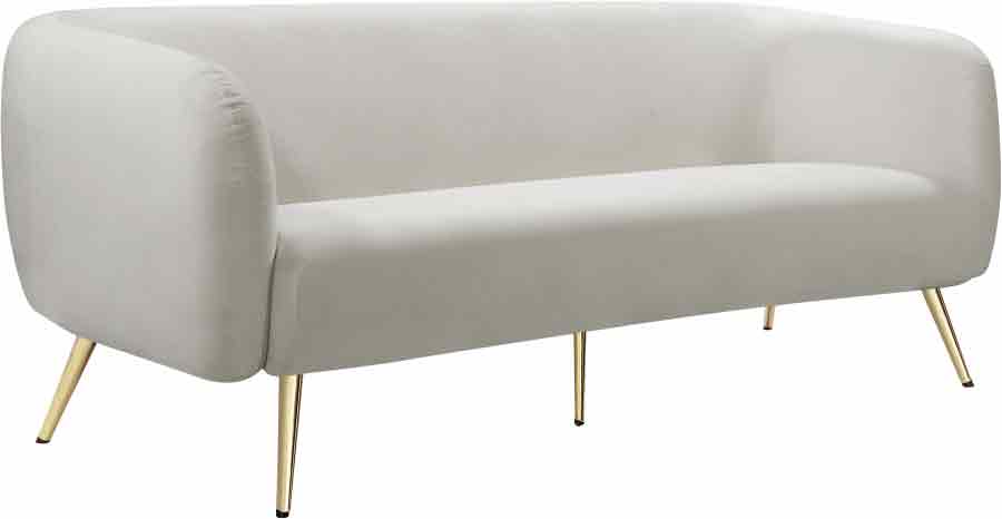Meridian Furniture - Harlow Velvet Sofa in Cream - 685Cream-S - GreatFurnitureDeal