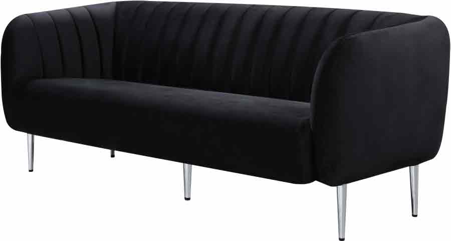 Meridian Furniture - Willow 3 Piece Living Room Set in Black - 687Black-S-3SET - GreatFurnitureDeal