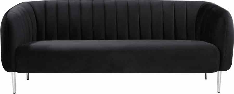 Meridian Furniture - Willow Velvet Sofa in Black - 687Black-S - GreatFurnitureDeal
