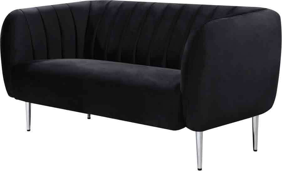 Meridian Furniture - Willow 3 Piece Living Room Set in Black - 687Black-S-3SET