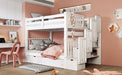 GFD Home - Full Over Full Bunk Bed with Shelves and 6 Storage Drawers, White(Old SKU：LP000046AAK) - GreatFurnitureDeal