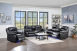 GFD Home - Martin 3 Pc Manual Reclining Sofa set finished with Faux Leather/ Wood in Black - GreatFurnitureDeal