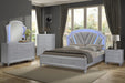 GFD Home - Rick Upholstered Low Profile Platform Amber King Silver LED Bed made with Wood - GreatFurnitureDeal