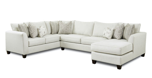 Southern Home Furnishings - Homecoming Stone Sleeper Sectional in Off White - 28-21L,15,28,26R Homecoming Stone Sectional - GreatFurnitureDeal