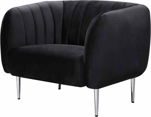 Meridian Furniture - Willow Velvet Chair in Black - 687Black-C - GreatFurnitureDeal