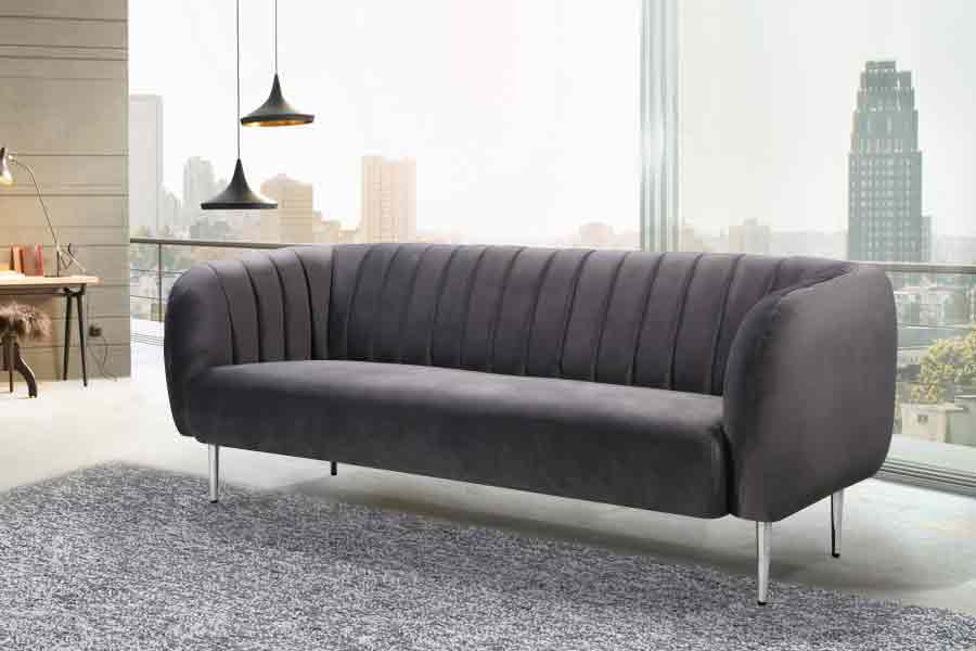 Meridian Furniture - Willow 3 Piece Living Room Set in Grey - 687Grey-S-3SET
