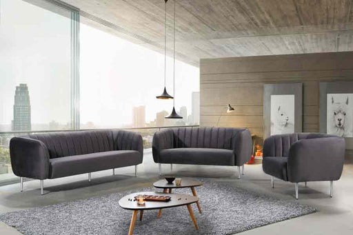 Meridian Furniture - Willow Velvet Chair in Grey - 687Grey-C - GreatFurnitureDeal