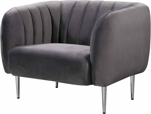 Meridian Furniture - Willow Velvet Chair in Grey - 687Grey-C - GreatFurnitureDeal
