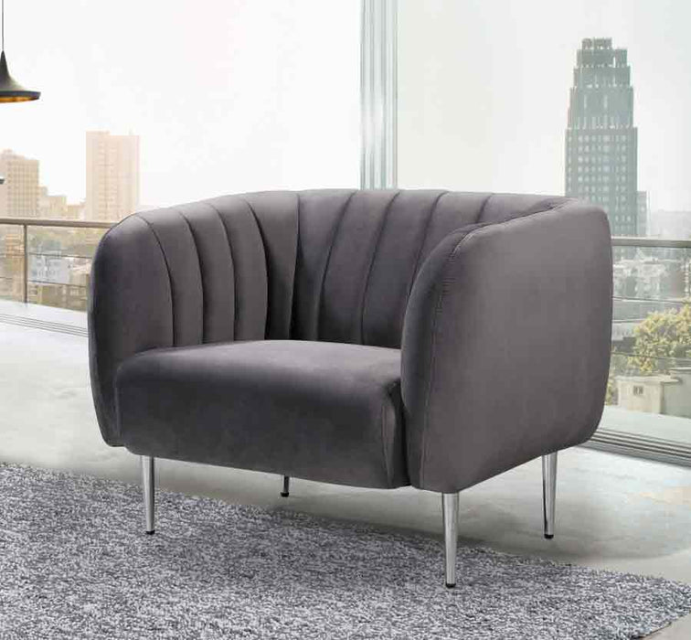 Meridian Furniture - Willow 3 Piece Living Room Set in Grey - 687Grey-S-3SET