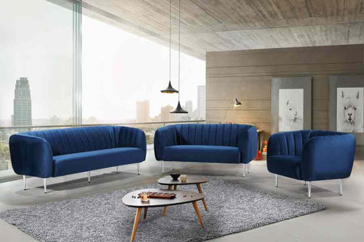 Meridian Furniture - Willow Velvet Chair in Navy - 687Navy-C - GreatFurnitureDeal