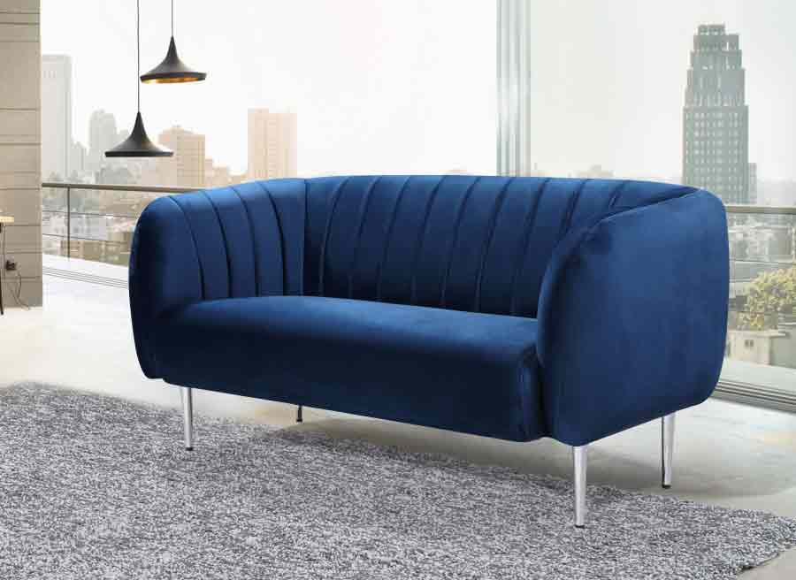 Meridian Furniture - Willow 3 Piece Living Room Set in Navy - 687Navy-S-3SET - GreatFurnitureDeal