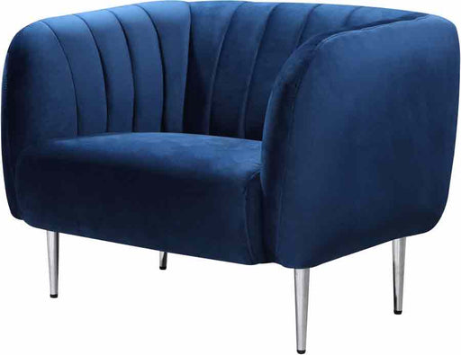 Meridian Furniture - Willow Velvet Chair in Navy - 687Navy-C - GreatFurnitureDeal