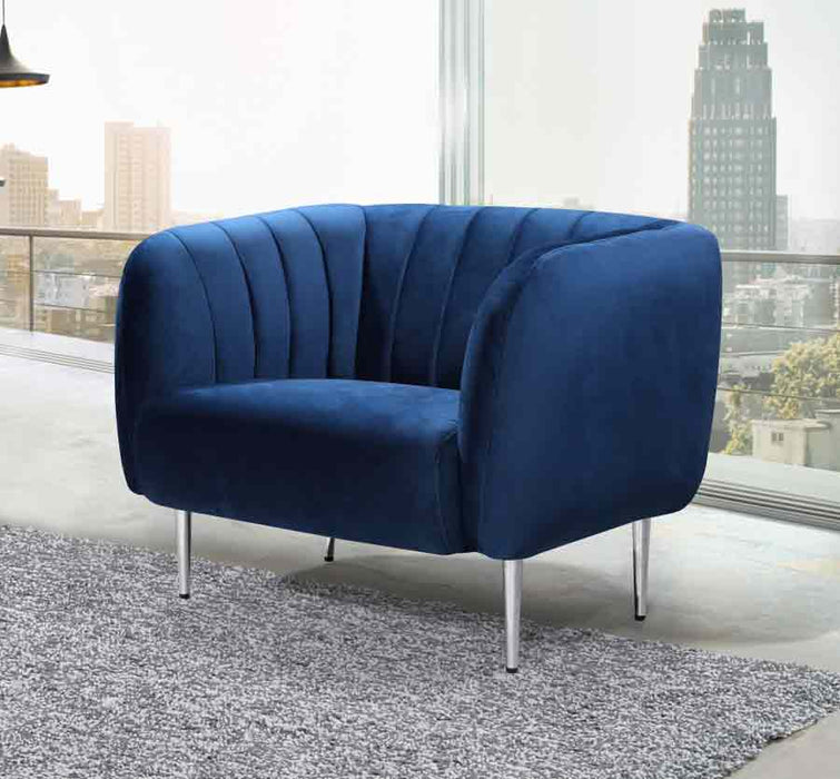 Meridian Furniture - Willow Velvet Chair in Navy - 687Navy-C
