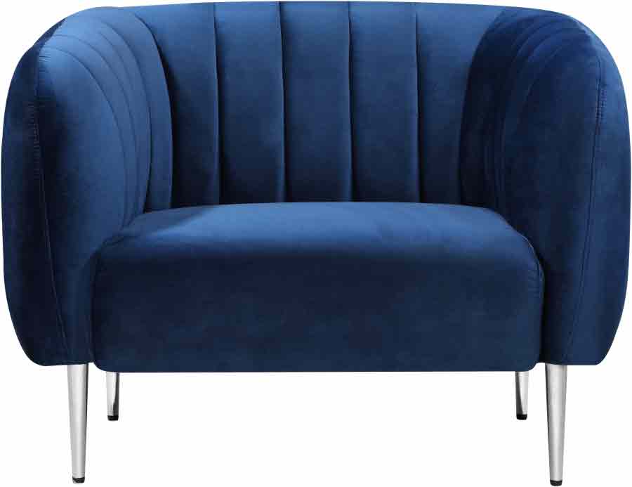Meridian Furniture - Willow Velvet Chair in Navy - 687Navy-C