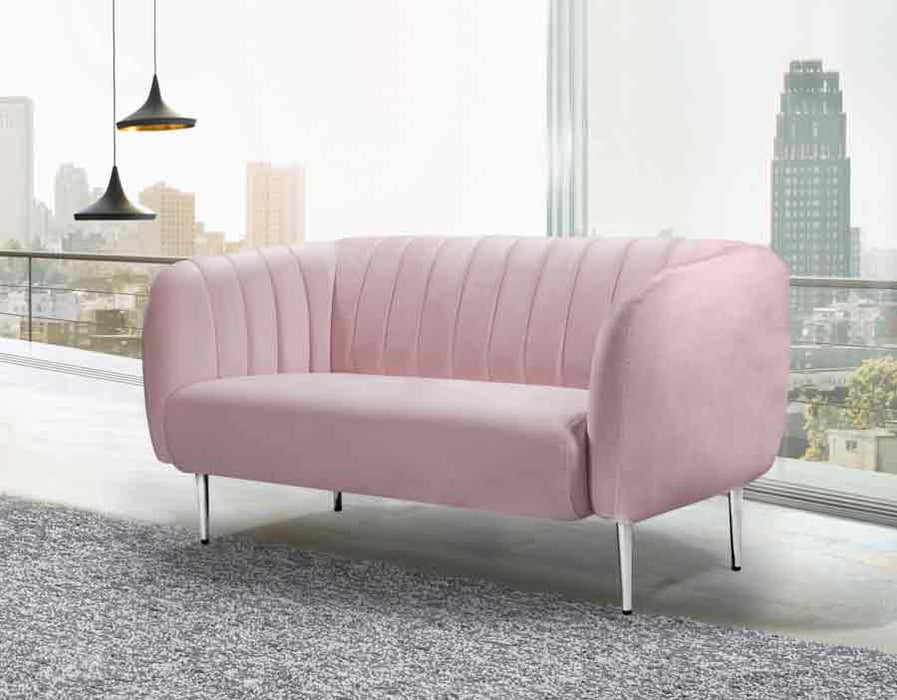 Meridian Furniture - Willow 3 Piece Living Room Set in Pink - 687Pink-S-3SET - GreatFurnitureDeal