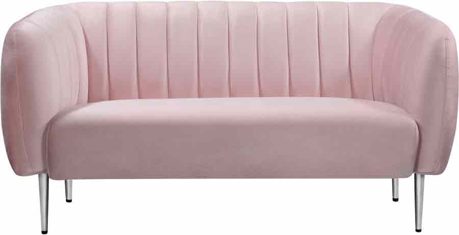 Meridian Furniture - Willow Velvet Loveseat in Pink - 687Pink-L - GreatFurnitureDeal