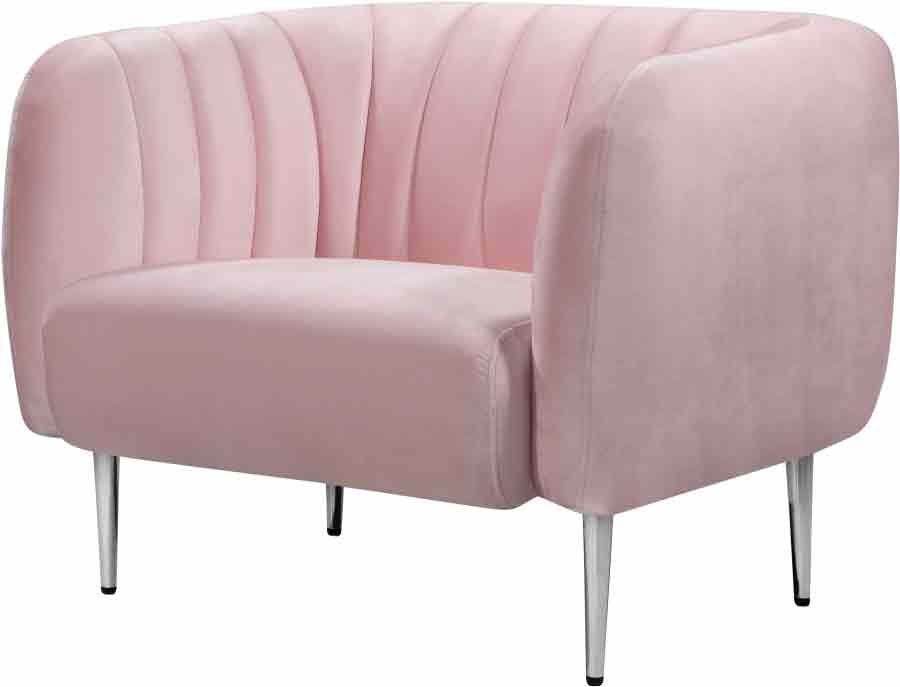 Meridian Furniture - Willow 3 Piece Living Room Set in Pink - 687Pink-S-3SET