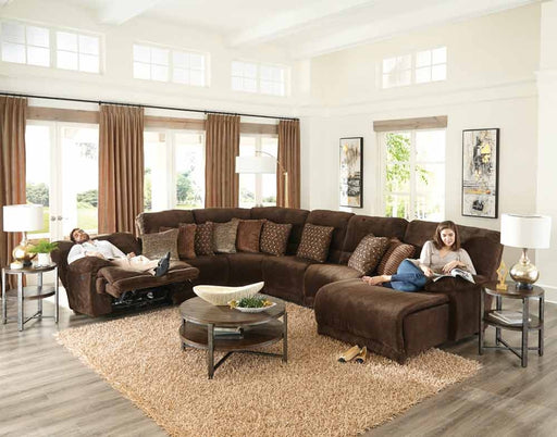 Catnapper - Burbank 6 Piece Reclining Sectional with USB Port in Chocolate - 2816-2815-2818-(2)2814-2813-CHOCOLATE - GreatFurnitureDeal