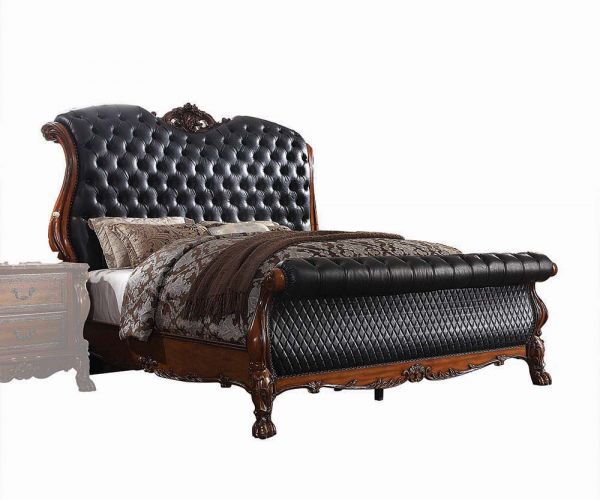 Acme Furniture - Dresden Eastern King Bed, PU & Cherry Oak - 28227EK