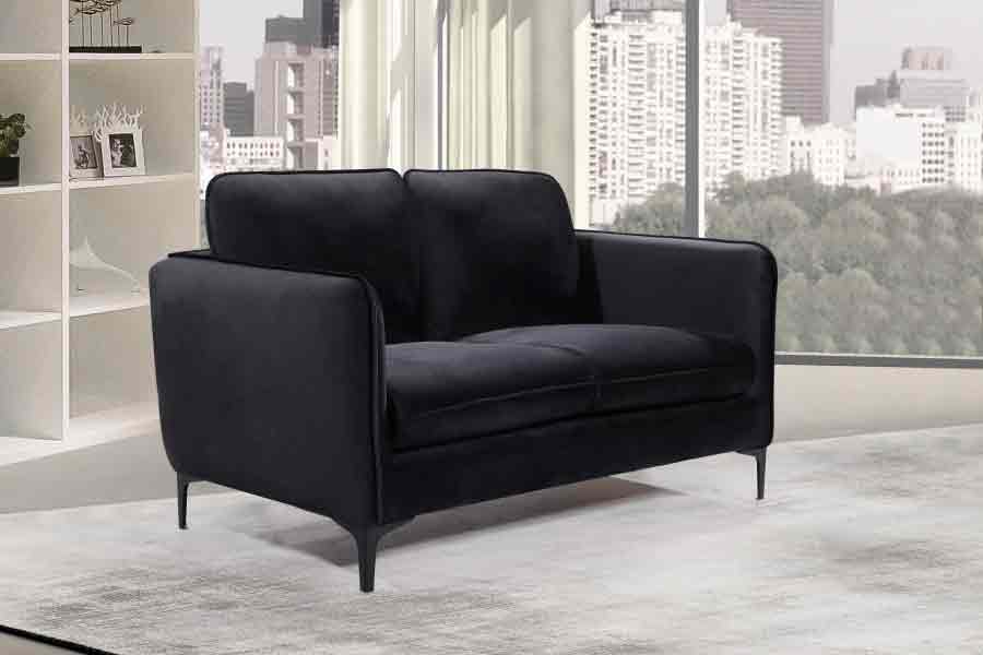 Meridian Furniture - Poppy Velvet Loveseat in Black - 690Black-L
