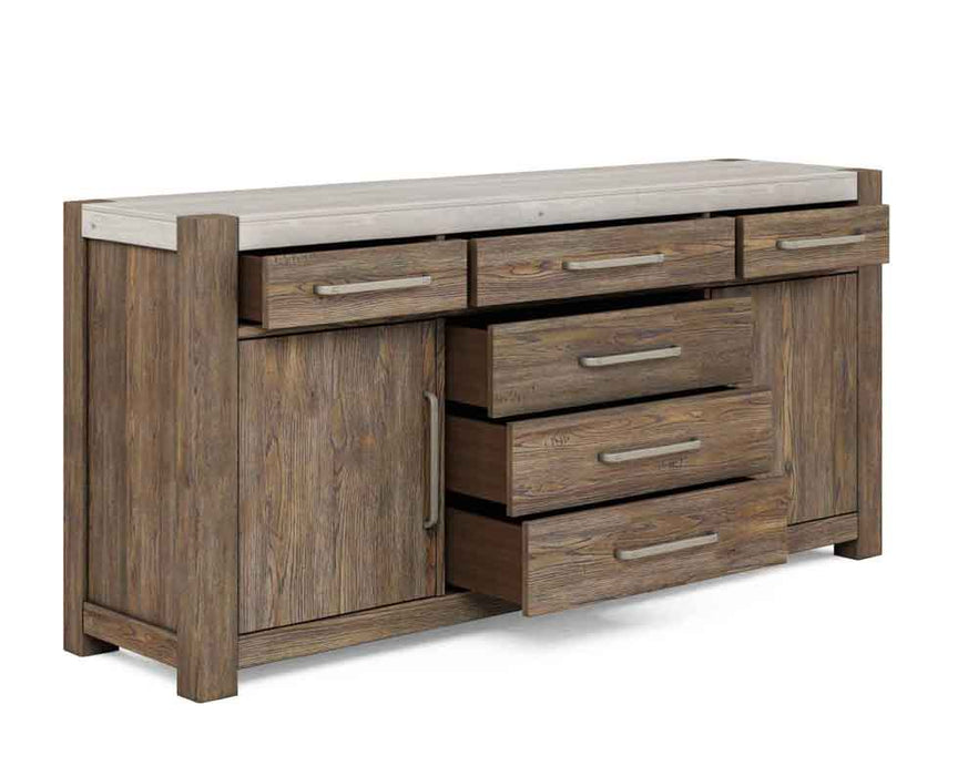 ART Furniture - Stockyard Credenza with Round Mirror - 284252-123-2303 - GreatFurnitureDeal