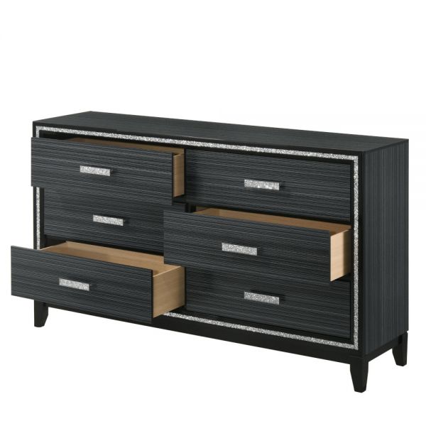 Acme Furniture - Haiden 6 Piece Eastern King Bedroom Set in Weathered Black - 28427EK-6SET