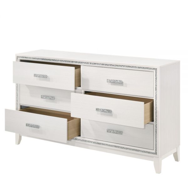 Acme Furniture - Haiden 5 Piece Eastern King Bedroom Set in White - 28447EK-5SET
