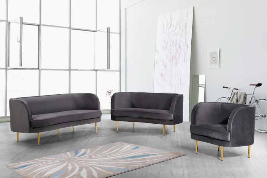 Meridian Furniture - Vivian Velvet Chair in Grey - 694Grey-C - GreatFurnitureDeal