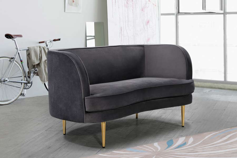 Meridian Furniture - Vivian 3 Piece Living Room Set in Grey - 694Grey-S-3SET - GreatFurnitureDeal