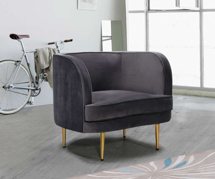 Meridian Furniture - Vivian 3 Piece Living Room Set in Grey - 694Grey-S-3SET - GreatFurnitureDeal