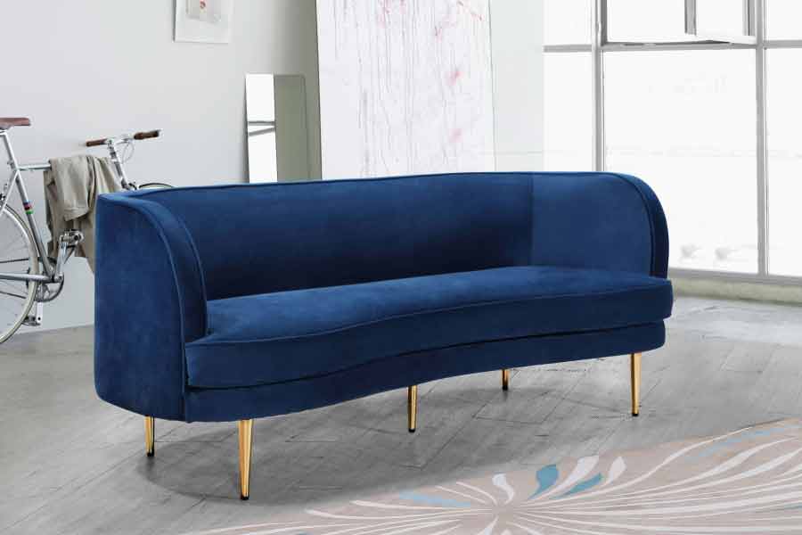 Meridian Furniture - Vivian 3 Piece Living Room Set in Navy - 694Navy-S-3SET