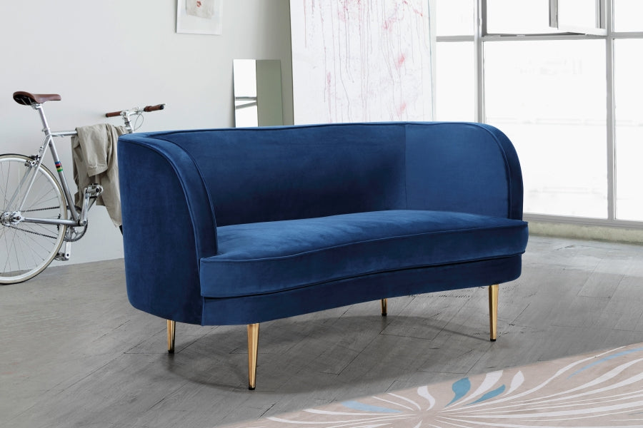 Meridian Furniture - Vivian Velvet Loveseat in Navy - 694Navy-L - GreatFurnitureDeal
