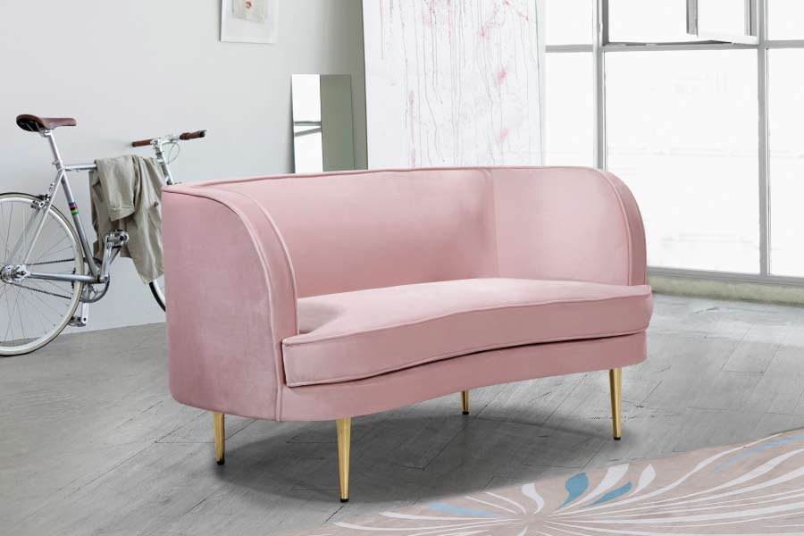 Meridian Furniture - Vivian Velvet Loveseat in Pink - 694Pink-L