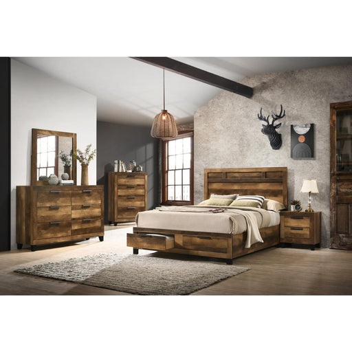 Acme Furniture - Morales 5 Piece Storage Queen Bedroom Set in Rustic Oak - 28590Q-5SET - GreatFurnitureDeal