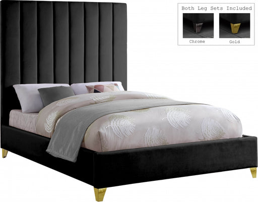 Meridian Furniture - Via Velvet King Bed in Black - ViaBlack-K - GreatFurnitureDeal