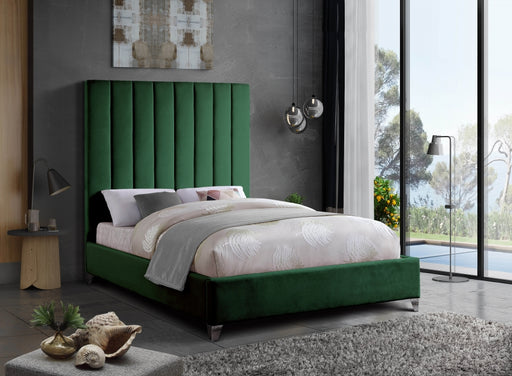 Meridian Furniture - Via Velvet King Bed in Green - ViaGreen-K - GreatFurnitureDeal