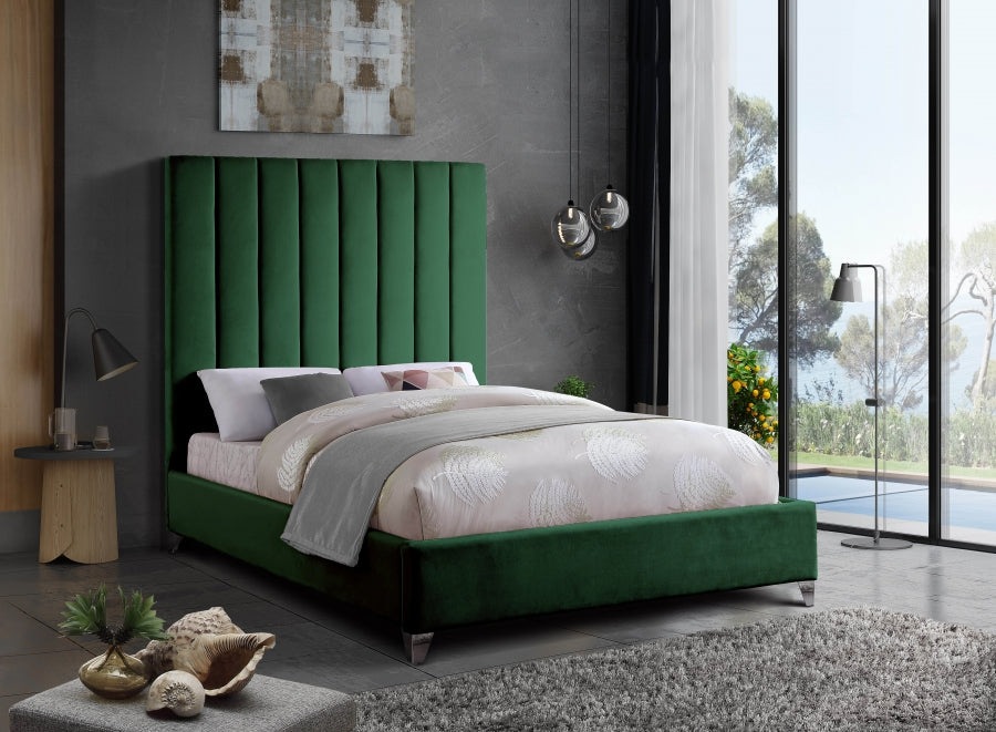 Meridian Furniture - Via Velvet King Bed in Green - ViaGreen-K