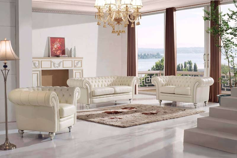 ESF Furniture - Extravaganza 287 3 Piece Living Room Set in Ivory - 287-3SET