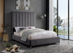 Meridian Furniture - Via Velvet Queen Bed in Grey - ViaGrey-Q - GreatFurnitureDeal