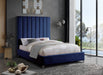 Meridian Furniture - Via Velvet King Bed in Navy - ViaNavy-K - GreatFurnitureDeal
