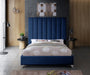 Meridian Furniture - Via Velvet Queen Bed in Navy - ViaNavy-Q - GreatFurnitureDeal