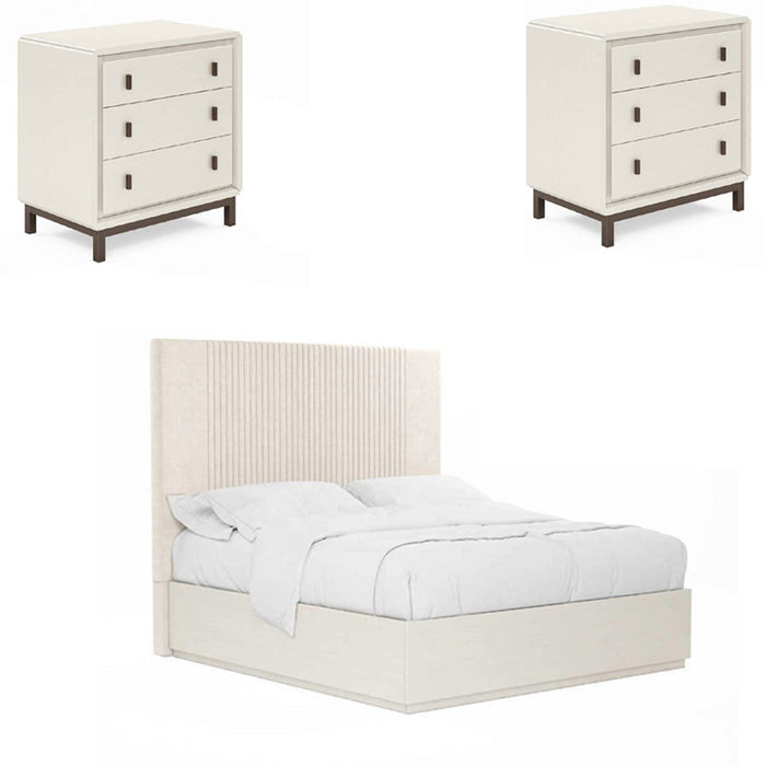 ART Furniture - Blanc 3 Piece Eastern King Upholstered Panel Bedroom Set in Alabaster - 289126-142-1017-3SET