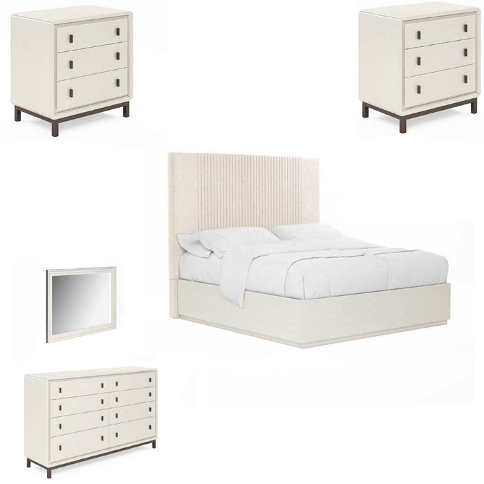 ART Furniture - Blanc 5 Piece Eastern King Upholstered Panel Bedroom Set in Alabaster - 289126-142-1017-5SET