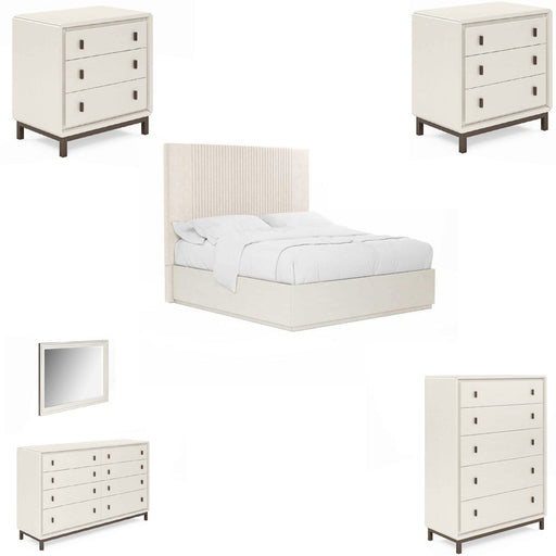 ART Furniture - Blanc 6 Piece Eastern King Upholstered Panel Bedroom Set in Alabaster - 289126-142-1017-6SET - GreatFurnitureDeal